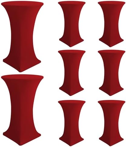 Cocktail Table Covers-Spandex Round High Top Table Cloths Party Red