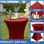 Cocktail Table Covers-Spandex Round High Top Table Cloths Party Red, alternate view 2