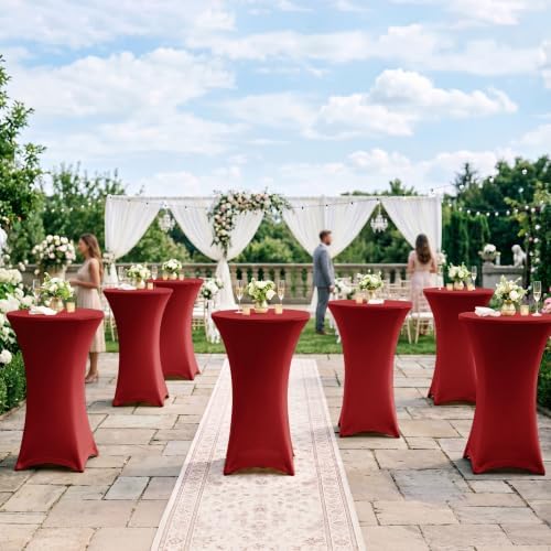 Cocktail Table Covers-Spandex Round High Top Table Cloths Party Red, alternate view 4