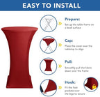 Cocktail Table Covers-Spandex Round High Top Table Cloths Party Red, alternate view 5