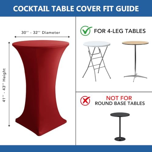 Cocktail Table Covers-Spandex Round High Top Table Cloths Party Red, alternate view 7