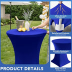 Cocktail Table Covers-Spandex Round High Top Table Cloths Party Royal Blue, alternate view 2
