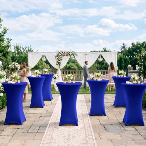 Cocktail Table Covers-Spandex Round High Top Table Cloths Party Royal Blue, alternate view 4
