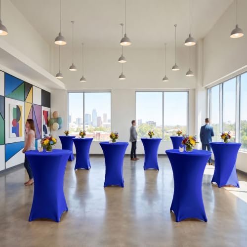 Cocktail Table Covers-Spandex Round High Top Table Cloths Party Royal Blue, alternate view 6