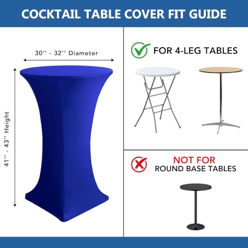 Cocktail Table Covers-Spandex Round High Top Table Cloths Party Royal Blue, alternate view 7
