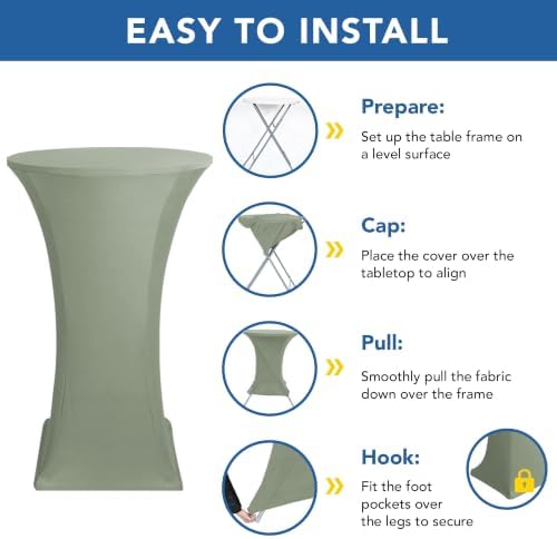 Cocktail Table Covers-Spandex Round High Top Table Cloths Party Sage, alternate view 5