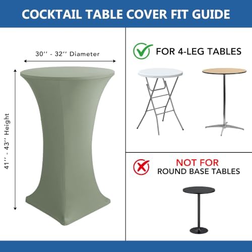 Cocktail Table Covers-Spandex Round High Top Table Cloths Party Sage, alternate view 7