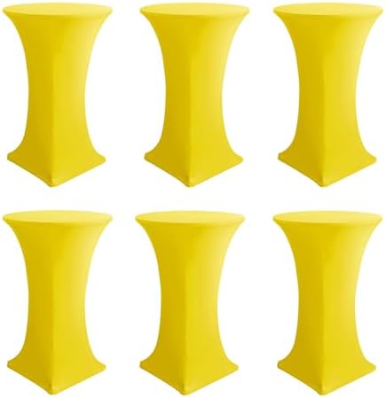 Cocktail Table Covers-Spandex Round High Top Table Cloths Party Yellow