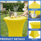Cocktail Table Covers-Spandex Round High Top Table Cloths Party Yellow, alternate view 2