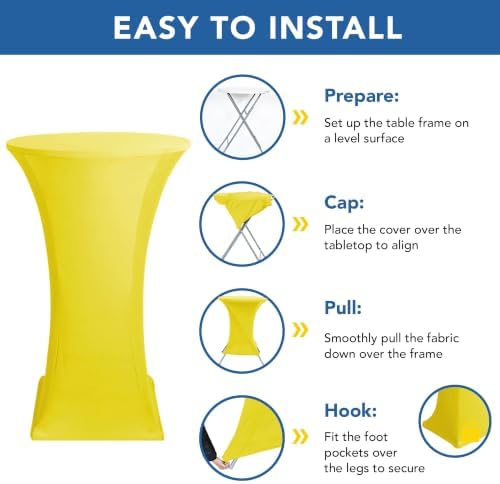 Cocktail Table Covers-Spandex Round High Top Table Cloths Party Yellow, alternate view 5