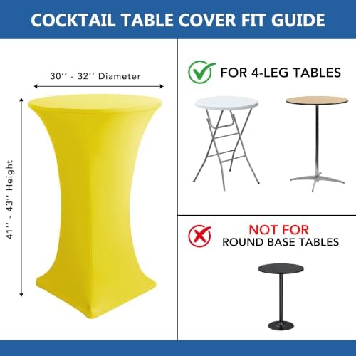 Cocktail Table Covers-Spandex Round High Top Table Cloths Party Yellow, alternate view 7