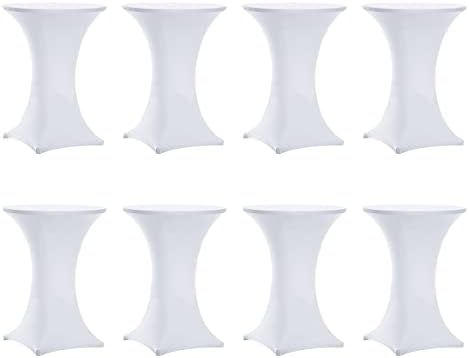 Cocktail Table Covers White, Cocktail Tablecloth 8 Pack 30x42 Inch in 30x42 Inch