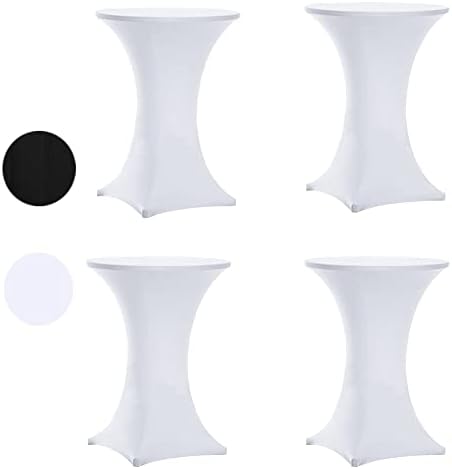 Cocktail Table Covers White, High Top Table Cloths 4 Pack 36x43 Inch in 36x43 Inch