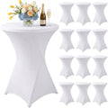 Cocktail Table Covers White Spandex High Top Tablecloth 12 Pack in White
