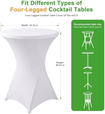 Cocktail Table Covers White Spandex High Top Tablecloth 4 Pack, alternate view 3
