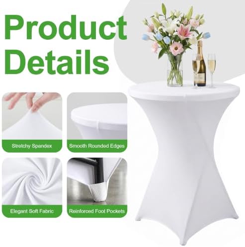 Cocktail Table Covers White Spandex High Top Tablecloth 6 Pack, alternate view 4