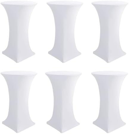 Cocktail Table Covers-White Spandex Round High Top Table Cloths Party