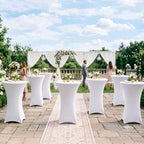 Cocktail Table Covers-White Spandex Round High Top Table Cloths Party, alternate view 4