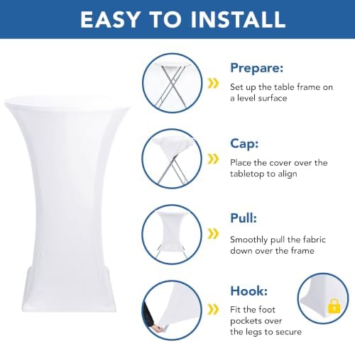 Cocktail Table Covers-White Spandex Round High Top Table Cloths Party, alternate view 5