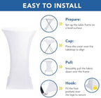 Cocktail Table Covers-White Spandex Round High Top Table Cloths Party, alternate view 5