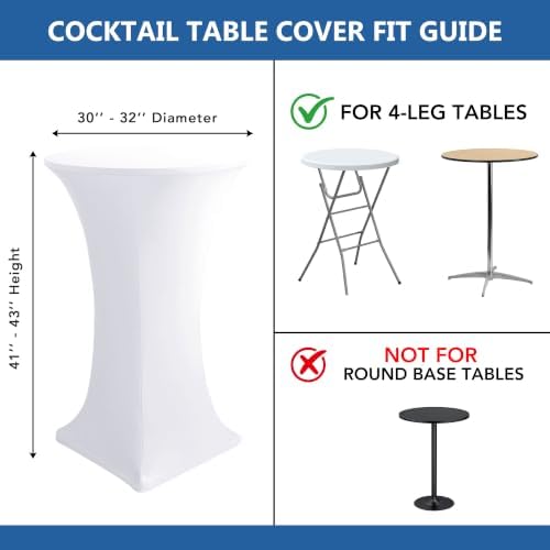 Cocktail Table Covers-White Spandex Round High Top Table Cloths Party, alternate view 7