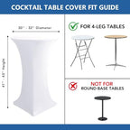 Cocktail Table Covers-White Spandex Round High Top Table Cloths Party, alternate view 7