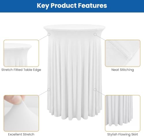 Cocktail Table Covers with Skirts, 4 Pack 32x43 Inch Stretch Fitted Tablecloth, Cocktail Tablecloths for Pub, alternate view