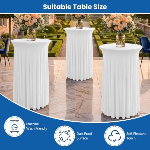 Cocktail Table Covers with Skirts, 4 Pack 32x43 Inch Stretch Fitted Tablecloth, Cocktail Tablecloths for Pub, alternate view