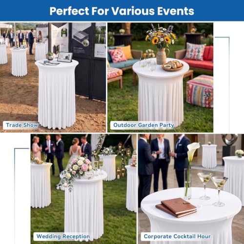 Cocktail Table Covers with Skirts, 4 Pack 32x43 Inch Stretch Fitted Tablecloth, Cocktail Tablecloths for Pub, alternate view