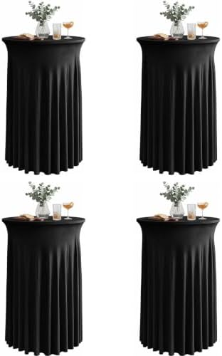 Cocktail Table Covers with Skirts, 4 Pack 32x43 Inch Stretch Fitted Tablecloth, Cocktail Tablecloths for Pub