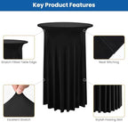 Cocktail Table Covers with Skirts, 4 Pack 32x43 Inch Stretch Fitted Tablecloth, Cocktail Tablecloths for Pub, alternate view