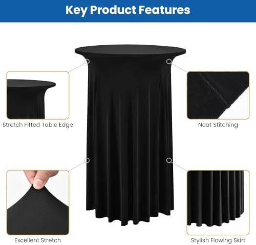 Cocktail Table Covers with Skirts, 4 Pack 32x43 Inch Stretch Fitted Tablecloth, Cocktail Tablecloths for Pub, alternate view