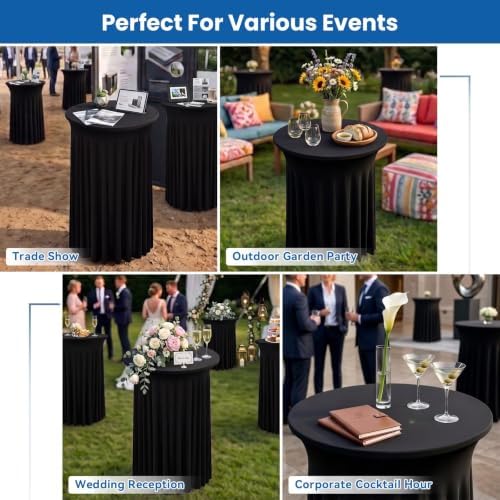 Cocktail Table Covers with Skirts, 4 Pack 32x43 Inch Stretch Fitted Tablecloth, Cocktail Tablecloths for Pub, alternate view