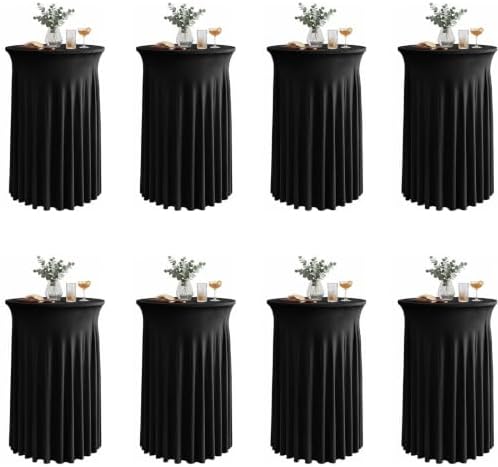 Cocktail Table Covers with Skirts, 8 Pack 32x43 Inch Stretch Fitted Tablecloth, Cocktail Tablecloths for Pub