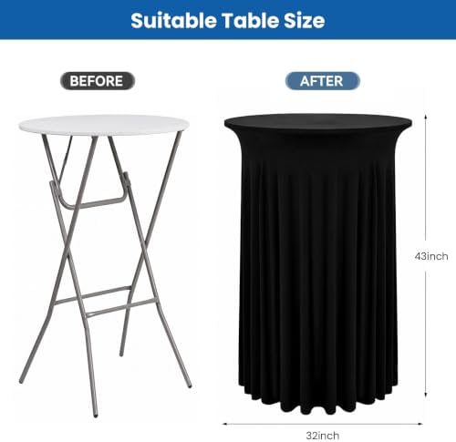 Cocktail Table Covers with Skirts, 8 Pack 32x43 Inch Stretch Fitted Tablecloth, Cocktail Tablecloths for Pub, alternate view