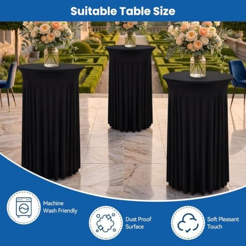 Cocktail Table Covers with Skirts, 8 Pack 32x43 Inch Stretch Fitted Tablecloth, Cocktail Tablecloths for Pub, alternate view