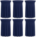 Cocktail Table Tablecloth Covers Skirts High Top Round Spandex Navy Blue