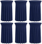 Cocktail Table Tablecloth Covers Skirts High Top Round Spandex Navy Blue