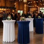 Cocktail Table Tablecloth Covers Skirts High Top Round Spandex Navy Blue, alternate view 6
