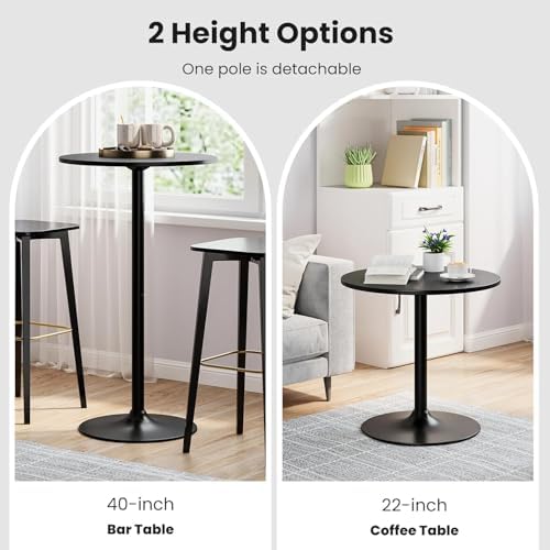 Cocktail Table, Two-in-one Modern Style Standing Circular Bar Table 40"/22" Two Convertible Height Suitable for, alternate