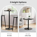 Cocktail Table, Two-in-one Modern Style Standing Circular Bar Table 40"/22" Two Convertible Height Suitable for, alternate