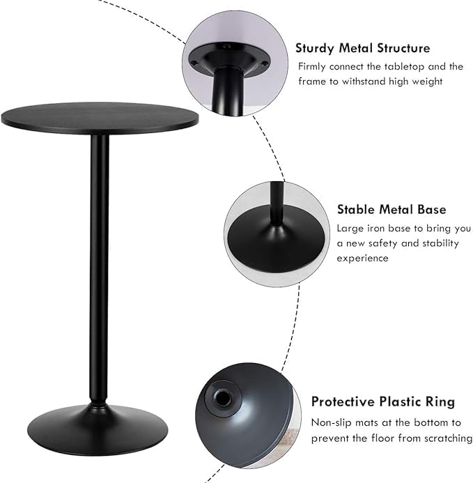 Cocktail Table, Two-in-one Modern Style Standing Circular Bar Table 40"/22" Two Convertible Height Suitable for, alternate