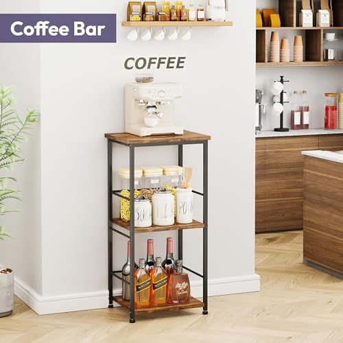 Coffee Bar Cabinet for Home - 3-Tier Sturdy Farmhouse Coffee Stand Station Multi-Purpose Buffet Sideboard, alternate view 3