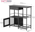 Coffee Bar Cabinet for Home - Farmhouse Coffee Stand Station Multi-Purpose Storage Cabinet with Adjustable Feet, alternate