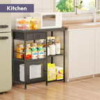 Coffee Bar Cabinet for Home - Farmhouse Coffee Stand Station Multi-Purpose Storage Cabinet with Adjustable Feet, alternate