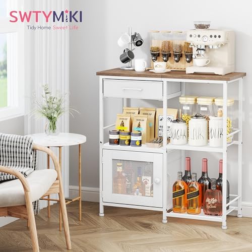 Coffee Bar Cabinet for Home - Farmhouse Coffee Stand Station Multi-Purpose Buffet Sideboard Cabinet with Drawers, alternate
