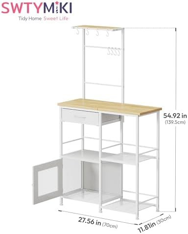 Coffee Bar with Hanging Rack - Farmhouse Coffee Stand Station Multi-Purpose Buffet Sideboard Cabinet with, alternate view 2