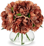 Coffee Peonies with Vase Fall Flowers Artificial for Decoration Faux Flower Peony Fake Flowers Silk Flower
