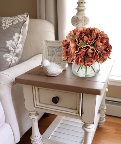 Coffee Peonies with Vase Fall Flowers Artificial for Decoration Faux Flower Peony Fake Flowers Silk Flower, alternate view 4