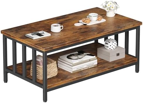Coffee Table for Living Room, Farmhouse Living Room Table with Slatted Sides Frame for Home Office, Apartment